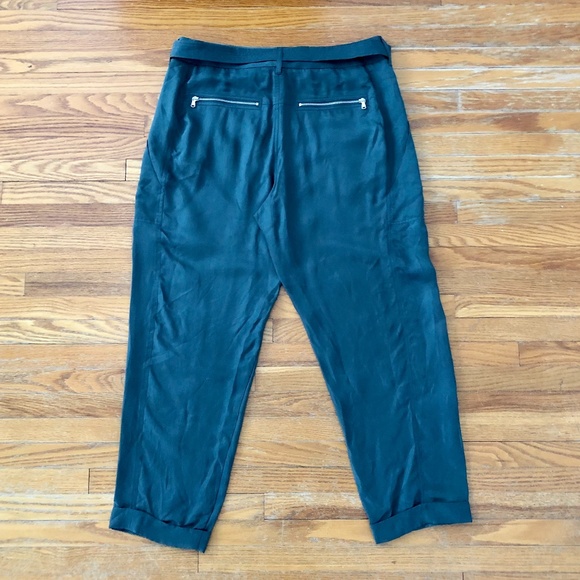 Army Green Silky Club Monaco Cuffed Cargo Pants - Picture 6 of 9